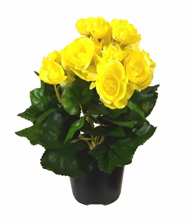Plante artificielle Bégonia jaune 25 cm