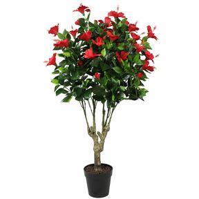 Hibiscus rouge artificiel 135 cm