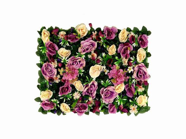 Panneau de fleurs artificielles Rose et Hortensia - 40x60 cm