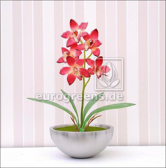 Plante artificielle Orchidea Cymbidium rouge bordeaux 50 cm