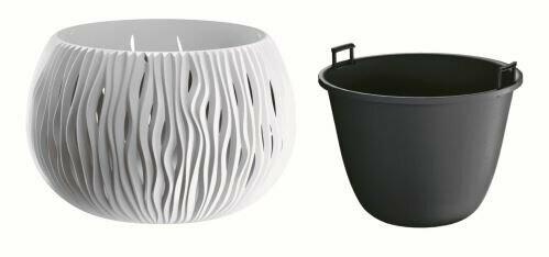 Pot de fleurs avec insert SANDY BOWL blanc 29cm