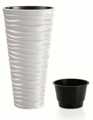 Pot de fleurs SAND SLIM + insert blanc 34,9 cm