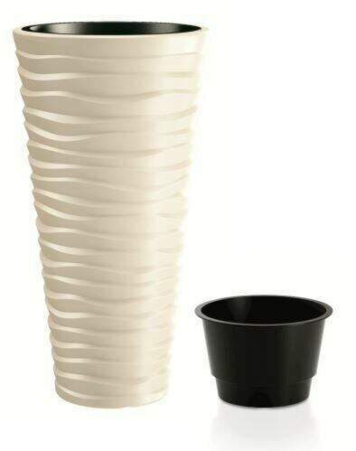 Pot de fleurs SAND SLIM + insert crème 29,6 cm