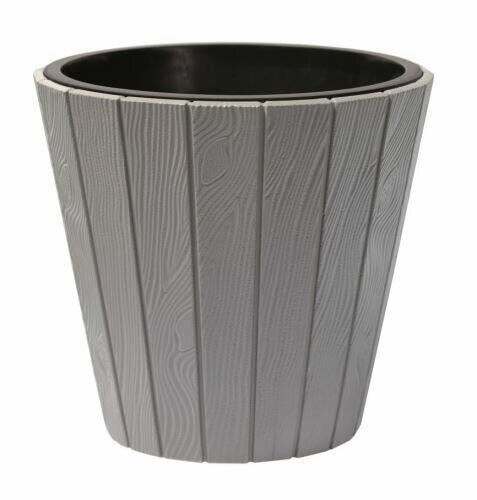 Pot de fleurs WOODE + dépôt pierre grise 29,9 cm